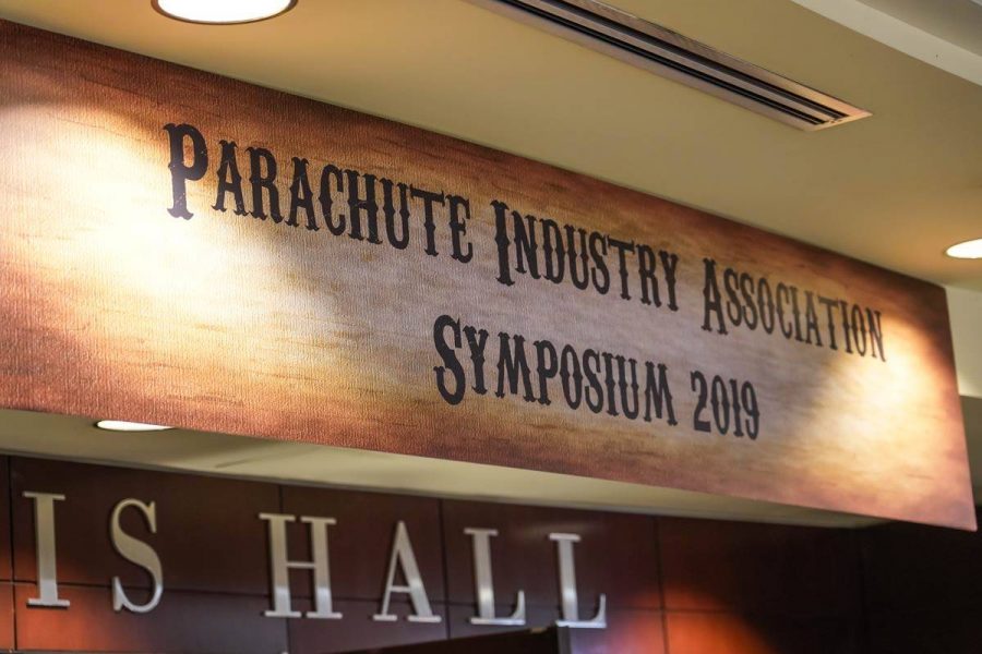 Sign for Parachute Industry Association Symposium 2019.