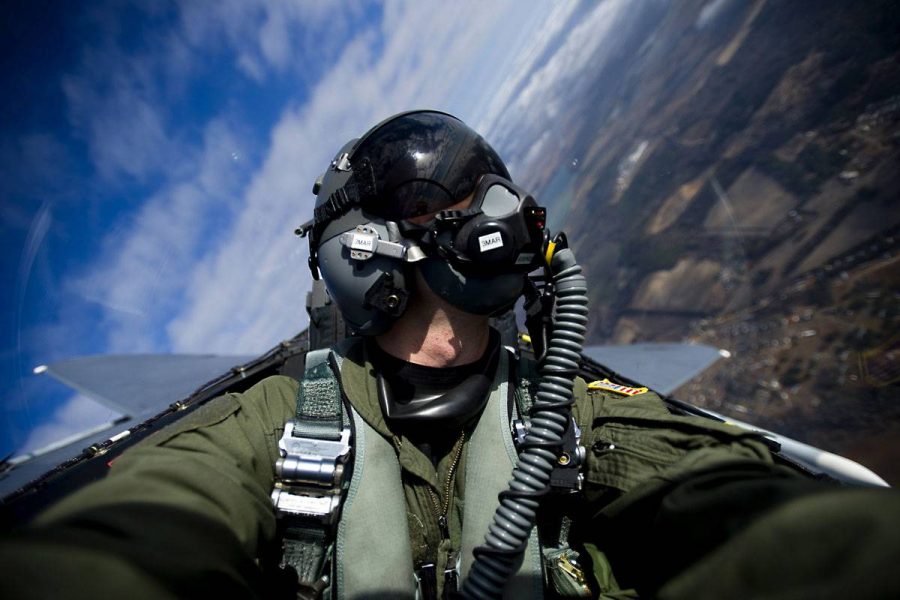 United States Air Force pilot in a plane.